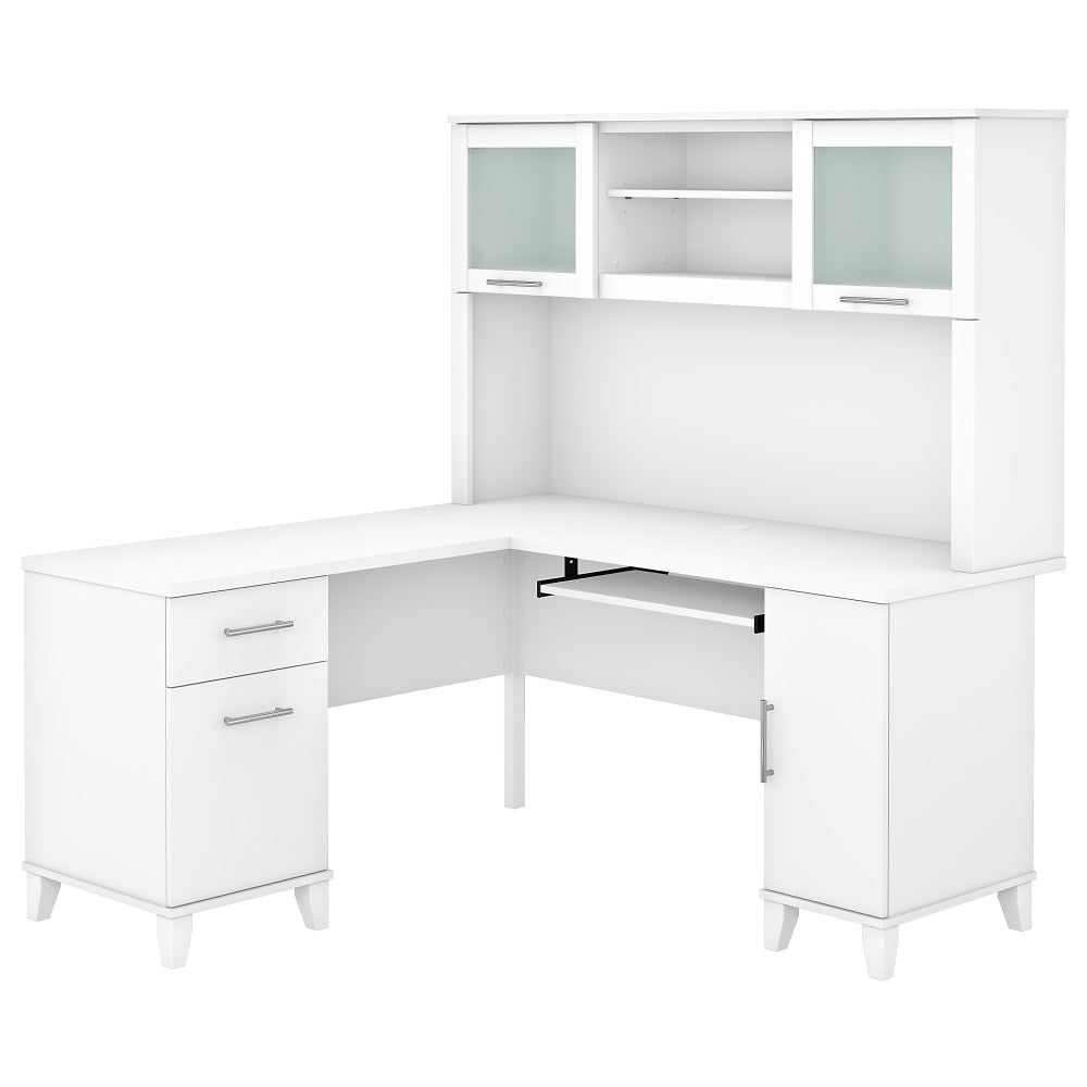 Bush Business Furniture Somerset 60inW L-Shaped Corner Desk With Hutch, White, Standard Delivery