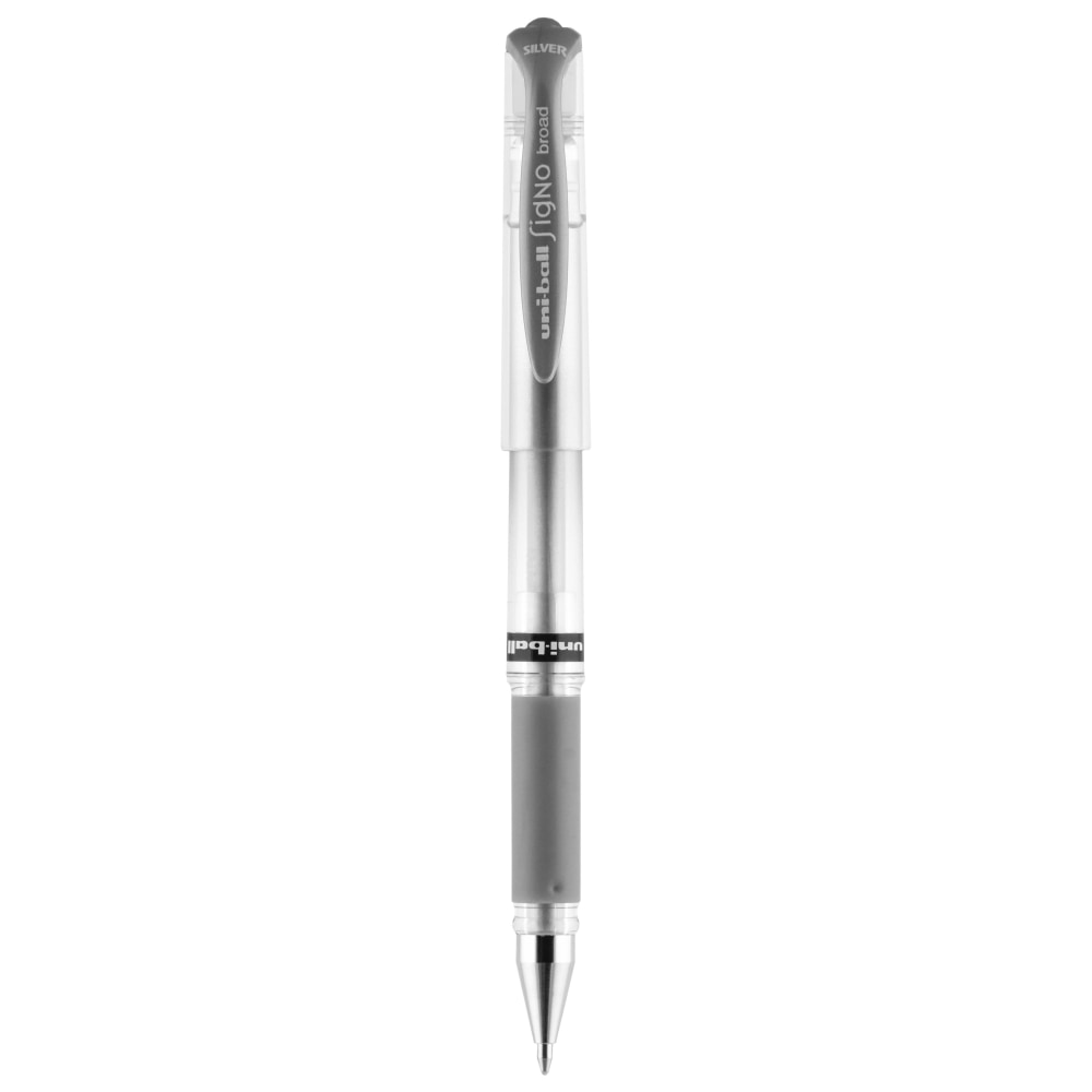 uni-ball 207 Impact Gel Pen, Bold Point, 1.0 mm, Clear Barrel, Silver Ink