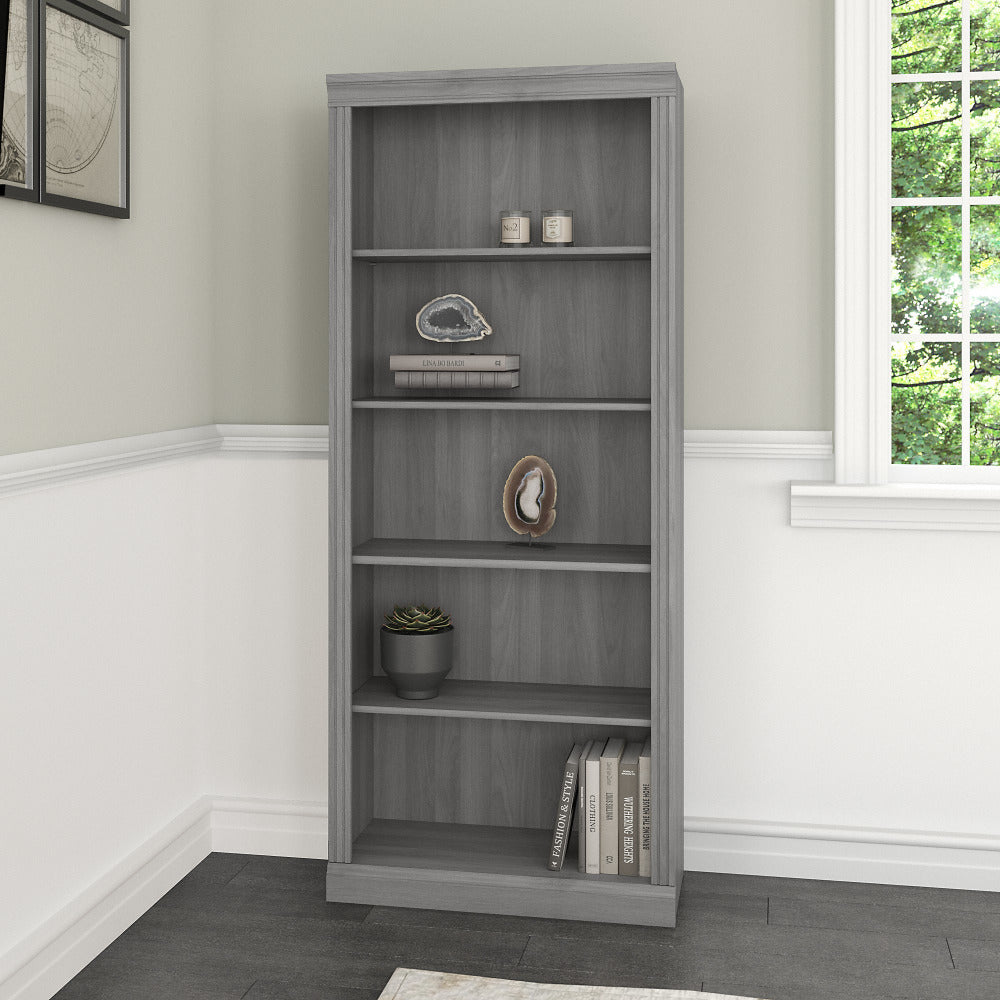 Bush Business Furniture Saratoga 72inH 5-Shelf Bookcase, Modern Gray, Standard Delivery