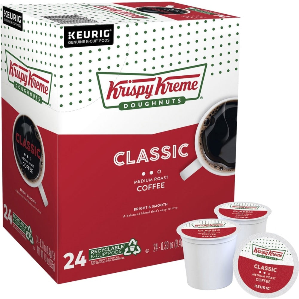 Krispy Kreme Doughnuts Single-Serve Coffee K-Cup Pods, Smooth Medium Roast, Carton Of 24