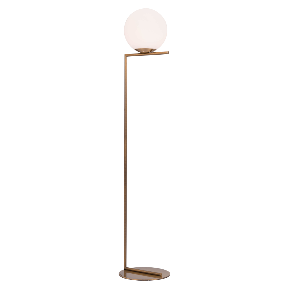 Zuo Modern Belair Floor Lamp, 61inH, Brass Shade/Brass Base