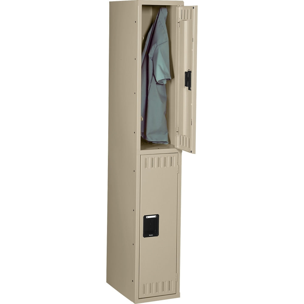 Tennsco Double-Tier Locker, 1 Wide, 72inH x 12inW x 18inD, Sand