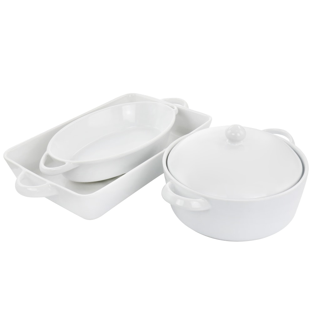 Gibson Elite Gracious Dining 4-Piece Bakeware Set, White