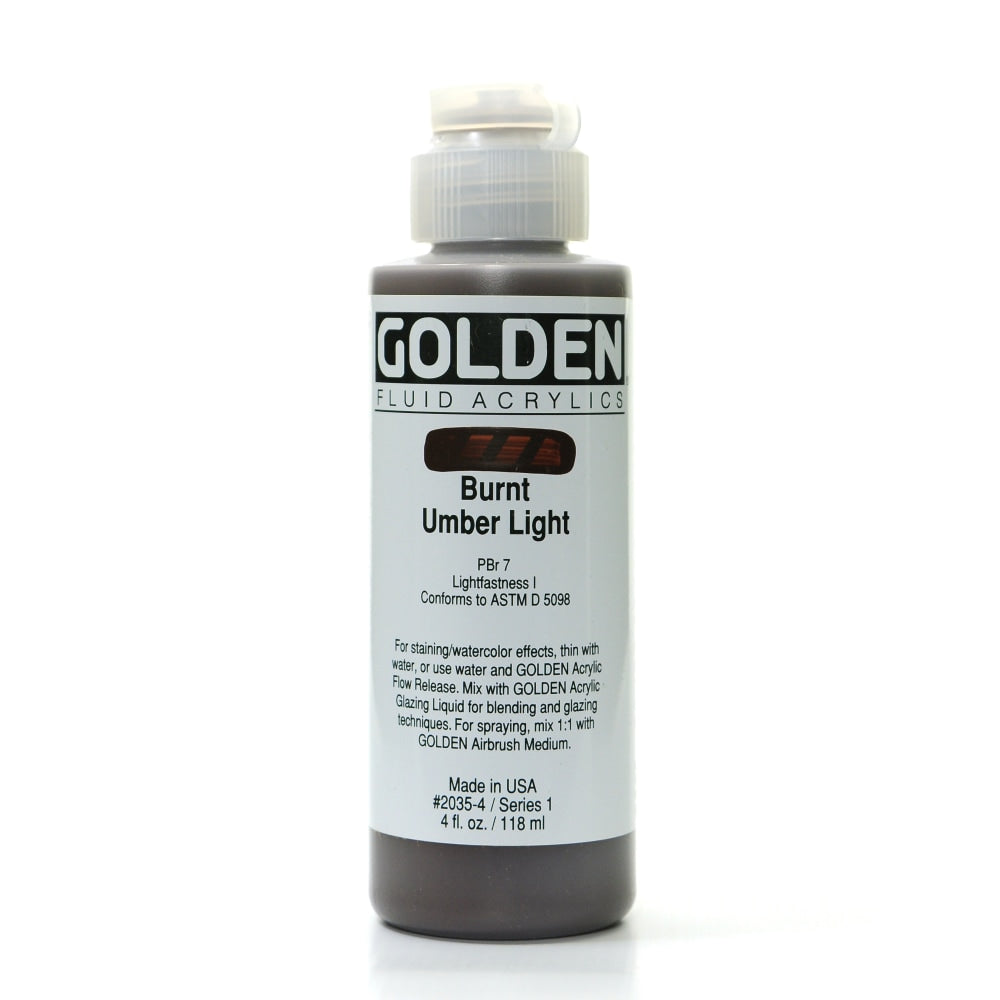 Golden Fluid Acrylic Paint, 4 Oz, Burnt Umber Light