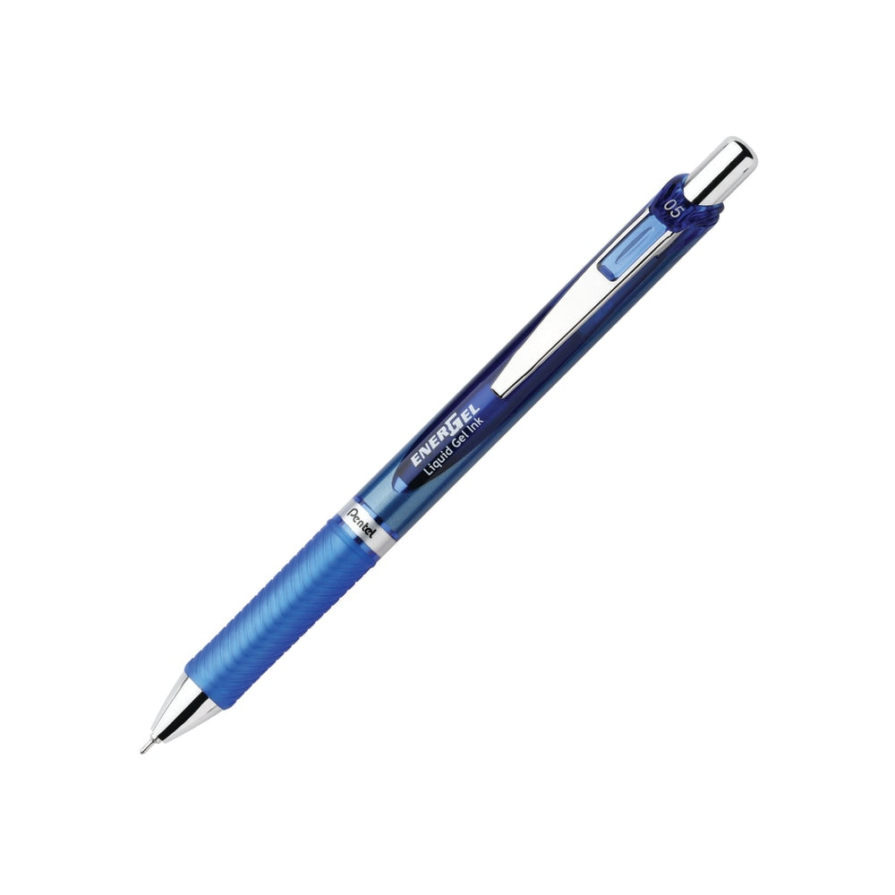 Pentel EnerGel RTX Retractable Liquid Gel Pens, Fine Point, 0.5 mm, 54% Recycled, Blue, Pack Of 12 Pens