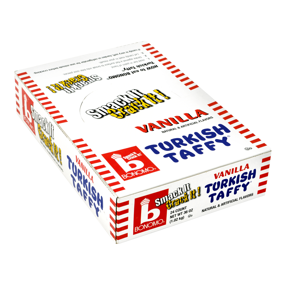 Bonomo Turkish Taffy Bars, 1.5 Oz, Vanilla, Box Of 24