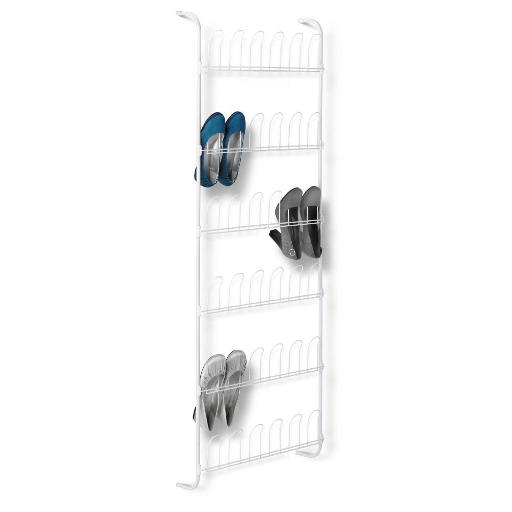 Honey-Can-Do 18-Pair Over-The-Door Shoe Rack, 63inH x 5 7/8inW x 22 3/8inD, White