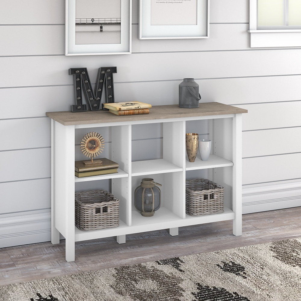 Bush Furniture Mayfield 30inH 6-Cube Storage Bookcase, Pure White/Shiplap Gray, Standard Delivery