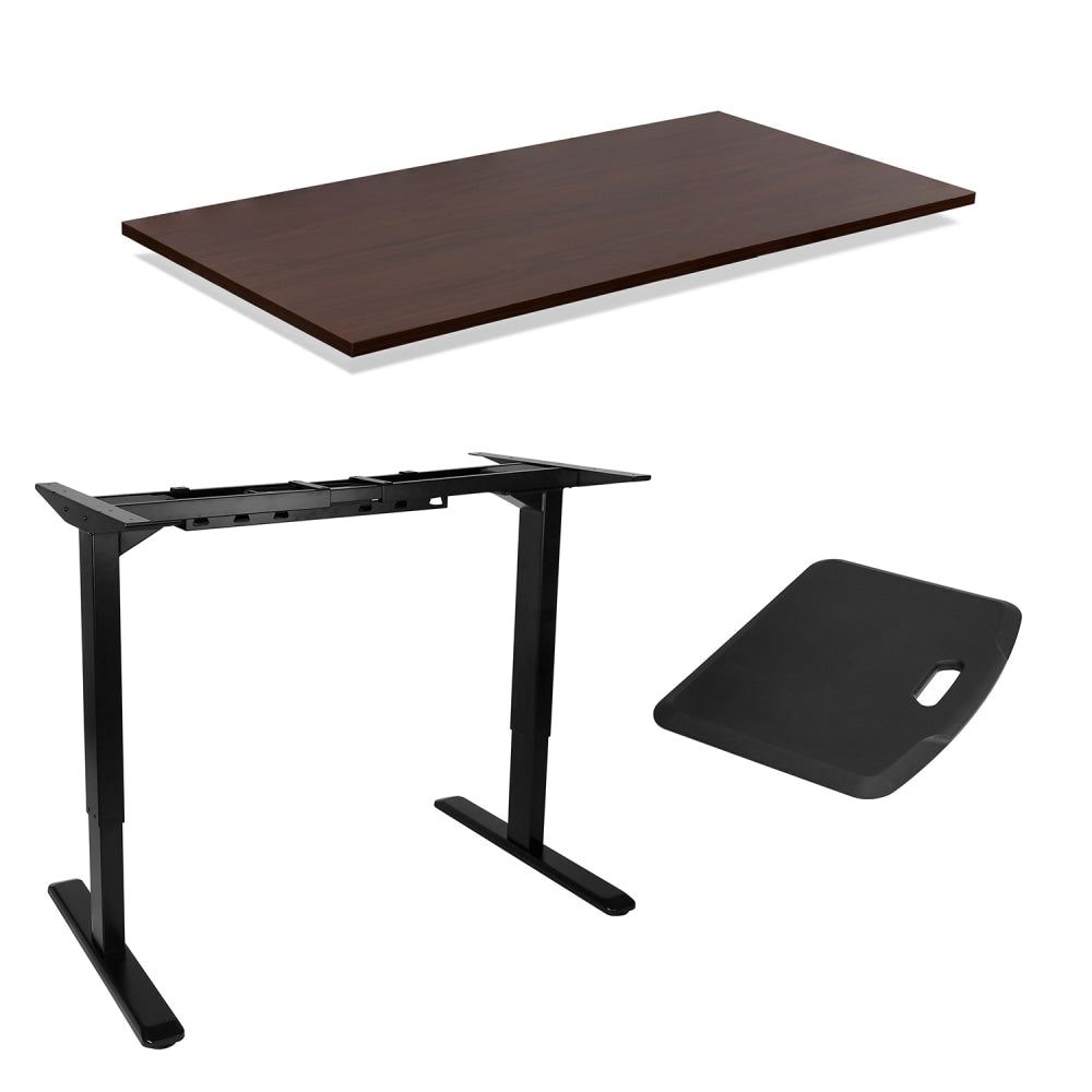 Mount-It! MI-STP102 Electric 24inW Executive Standing Desk With Anti-Fatigue Mat, Nut Brown/Black