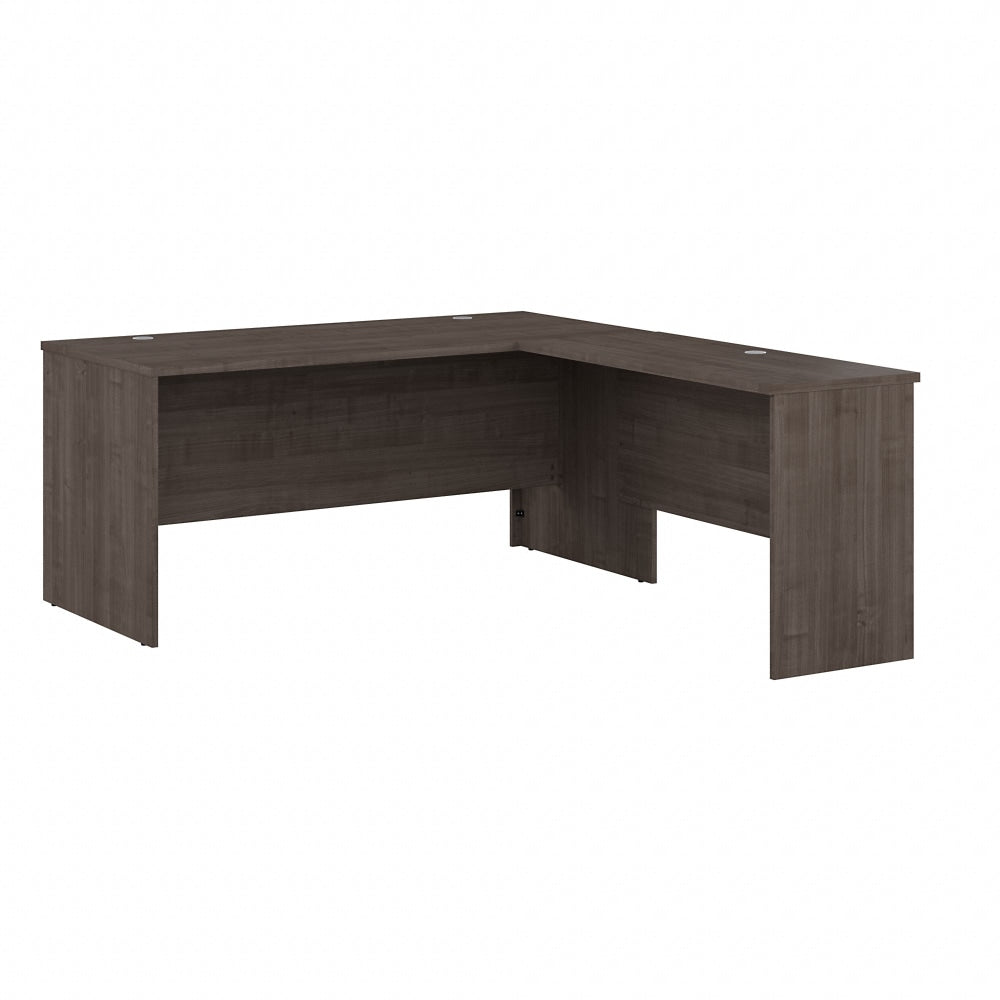 Bestar Logan 65inW L-Shaped Corner Desk, Medium Gray Maple