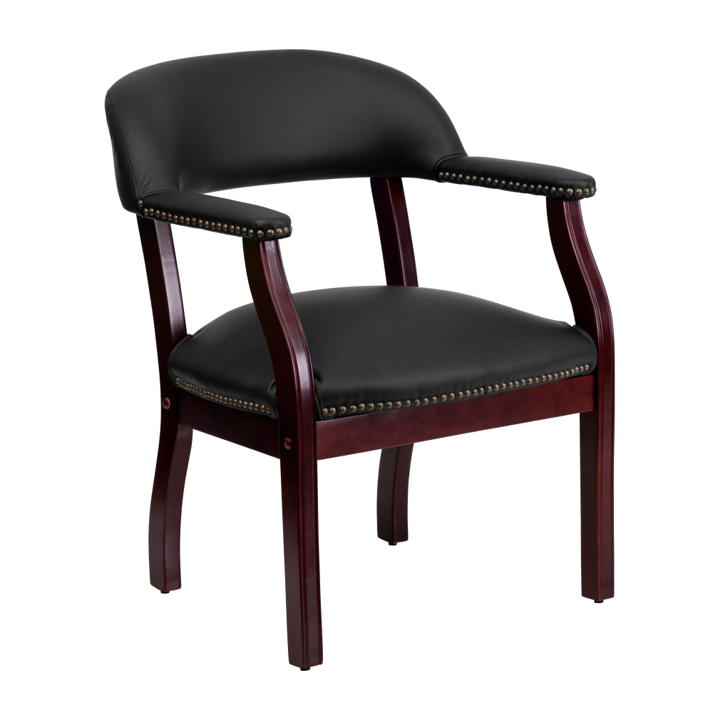 Flash Furniture Leathersoft Conference Chair with Accent Nail Trim, Black