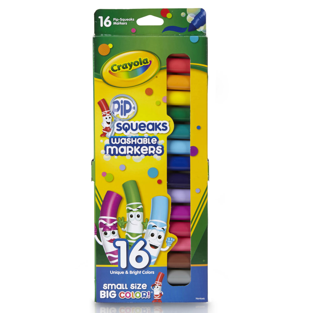 Crayola Pip Squeaks Washable Markers, Assorted Colors, 16 Markers Per Box, Set Of 3 Boxes