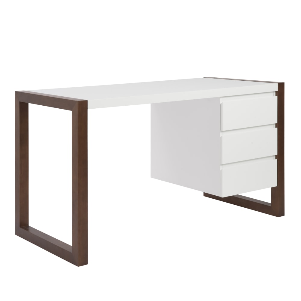 Eurostyle Manon 51inW Writing Desk With 3 Drawers, Walnut/White