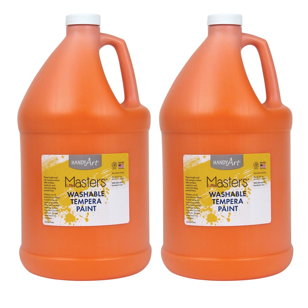 Little Masters Washable Tempera Paint, 128 Oz, Orange, Pack Of 2