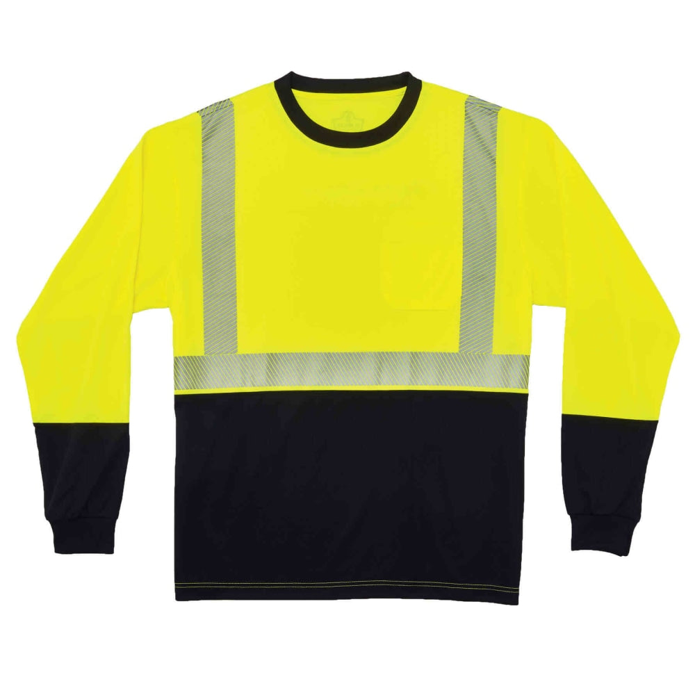 Ergodyne GloWear 8281BK Type R Class 2 Performance Long Sleeve T-Shirt, Large, Lime