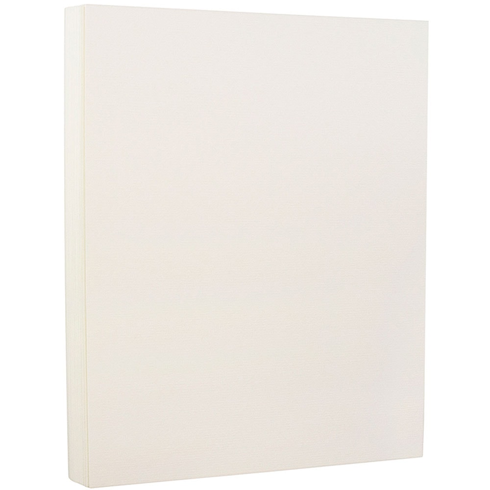 JAM Paper Card Stock, Strathmore Natural White Laid, Letter (8.5in x 11in), 88 Lb, Pack Of 50