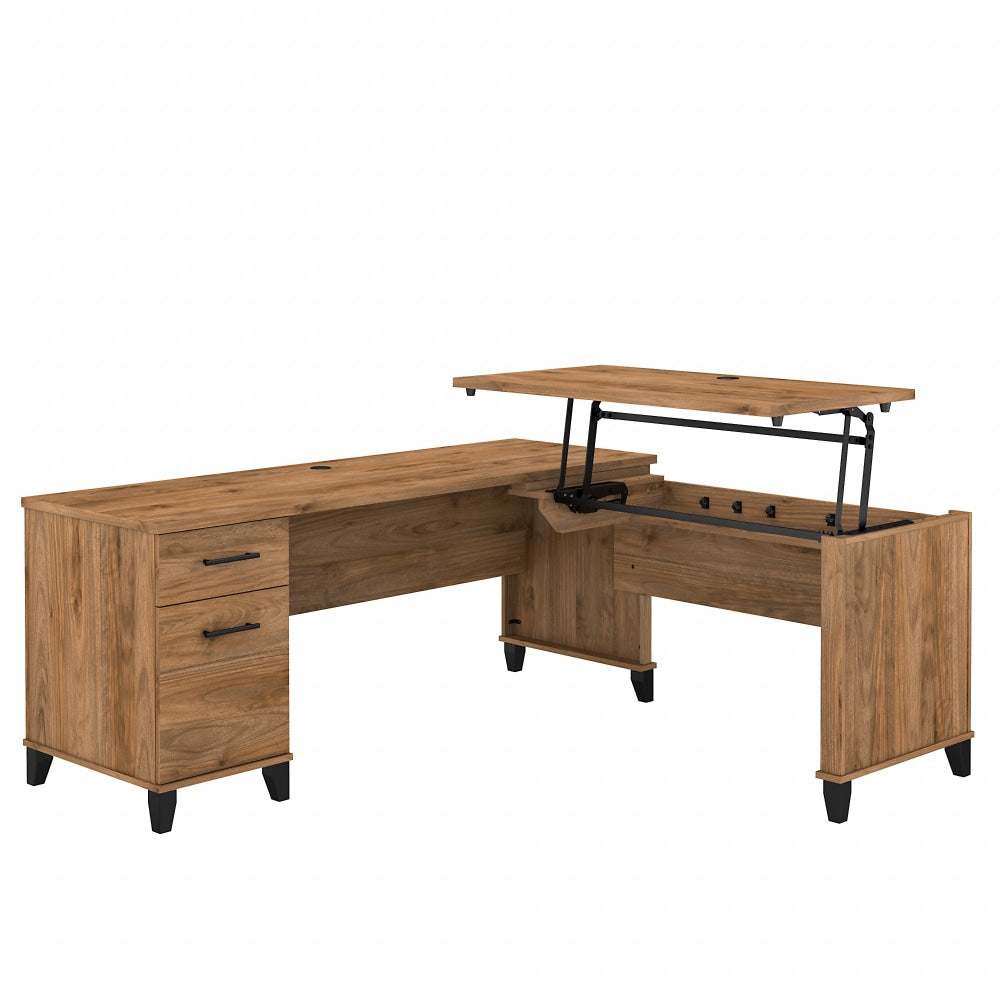 Bush Furniture Somerset 72inW 3-Position Sit-to-Stand L-Shaped Desk, Fresh Walnut, Standard Delivery