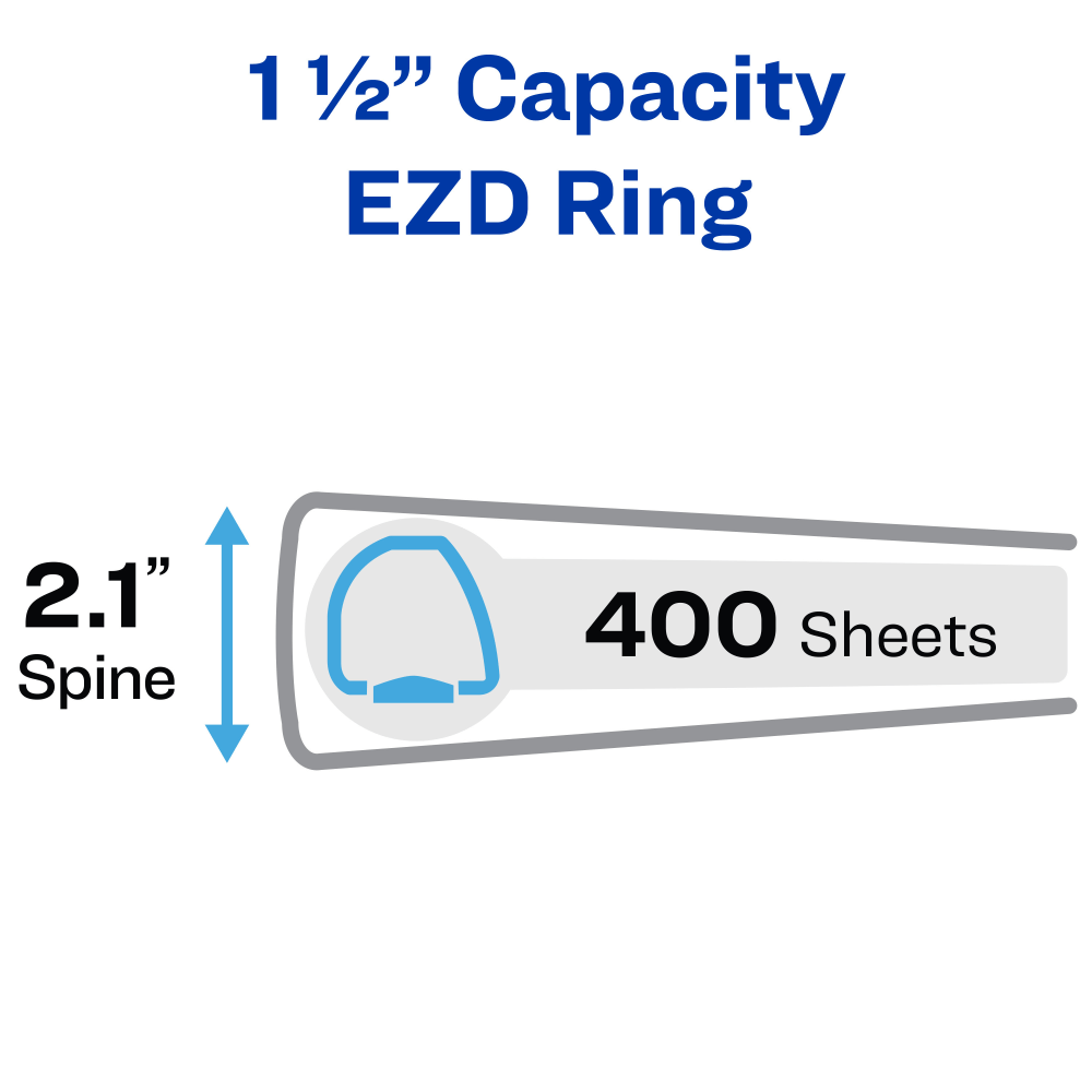 Avery Heavy-Duty View 3 Ring Binder, 1.5in One Touch EZD Ring, Black, 1 Binder