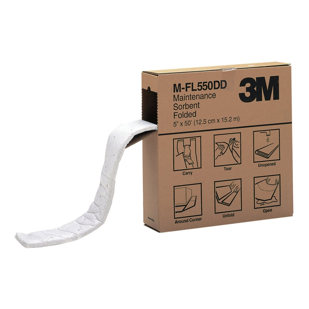 3M Maintenance Sorbent Folded Rolls, 5in x 600in, Gray, Case Of 3 Rolls