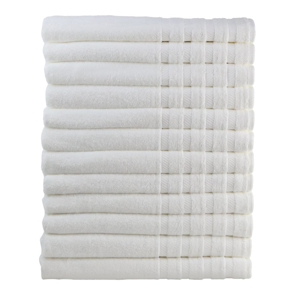 1888 Mills Naked Cotton/Tencel Modal Bath Sheets, 35in x 70in, White, Pack Of 24 Bath Sheets