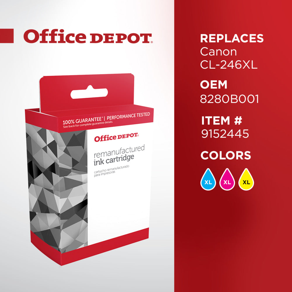 Office Depot Remanufactured Tri-Color High-Yield Ink Cartridge Replacement For Canon CL-246XL, ODCL246XL