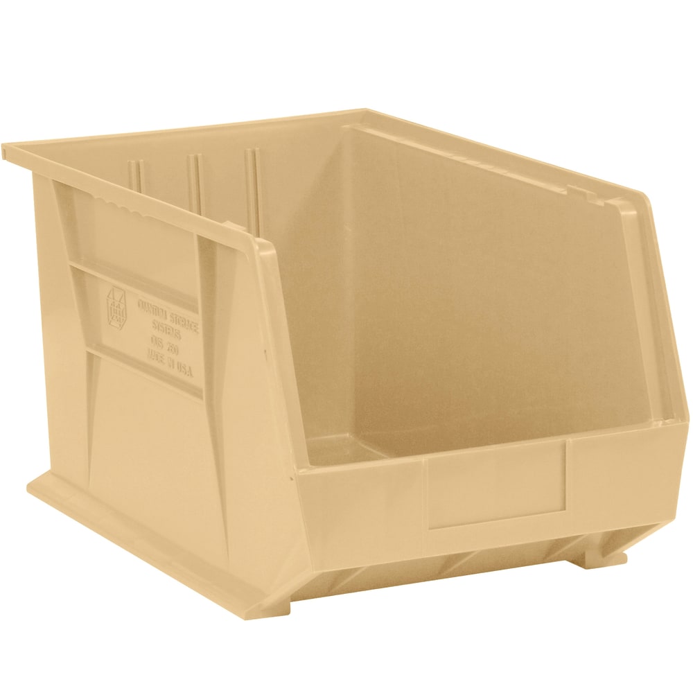 Partners Brand Plastic Stack & Hang Bin Boxes, Medium Size, 10 3/4in x 8 1/4in x 7in, Ivory, Pack Of 6