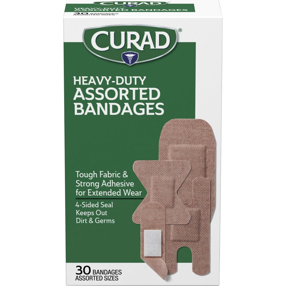 CURAD Extreme Hold Bandages, Assorted Sizes, Box Of 30