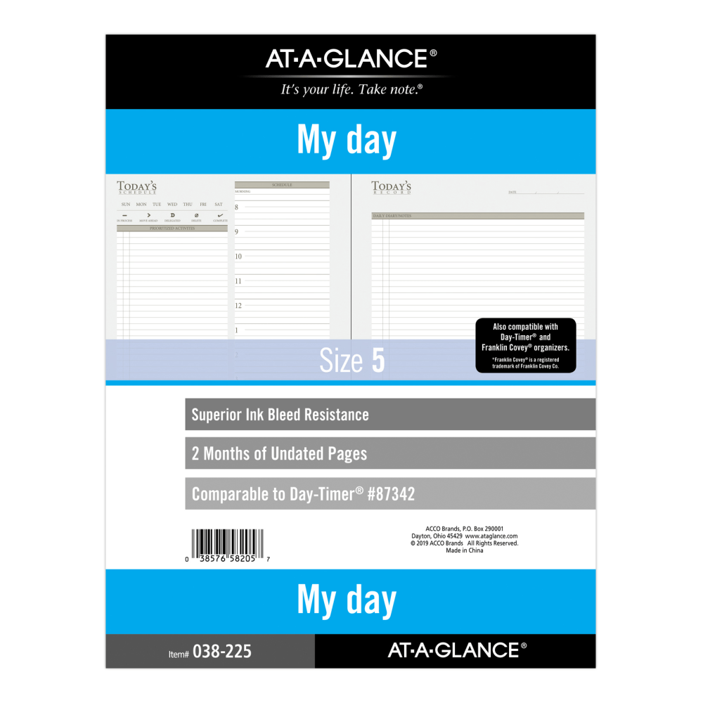 AT-A-GLANCE 2-Month Daily Planner Calendar Refill, 8-1/2in x 11in, White, 038-2