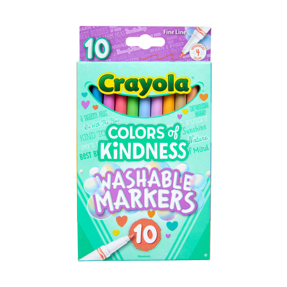 Crayola Colors of Kindness Washable Markers, Fine Line, Assorted Colors, Pack Of 10 Markers