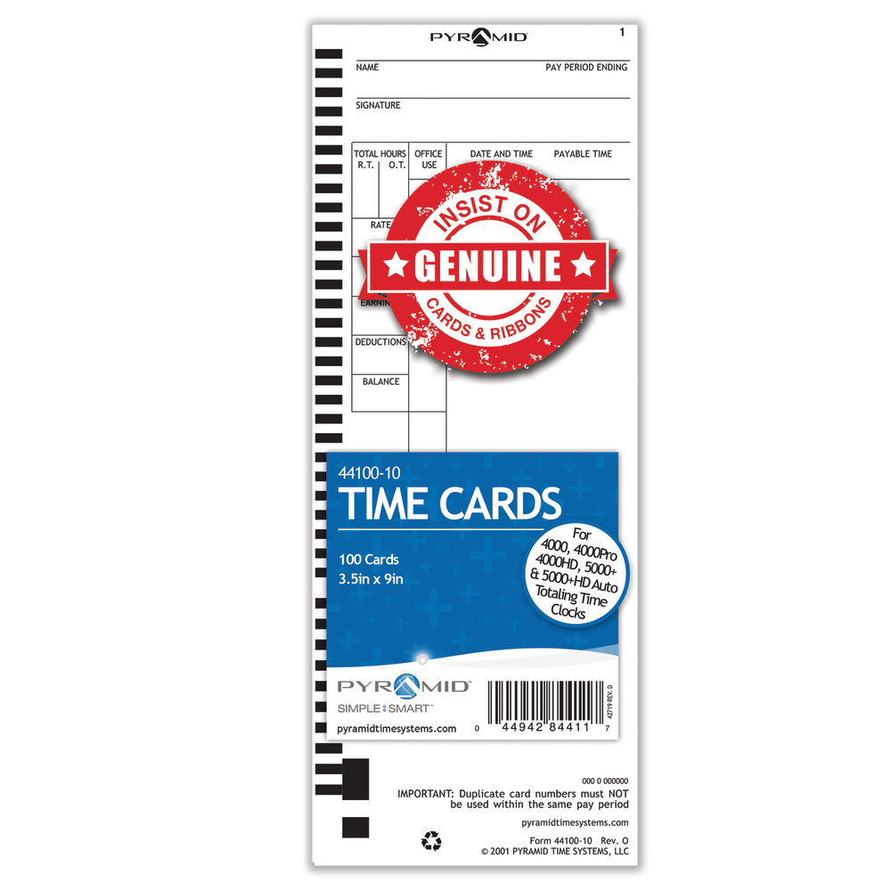 Pyramid 30% Recycled Time Cards For Pyramid Models 4000 & 5000, 9in x 3 1/2in, Pack Of 100