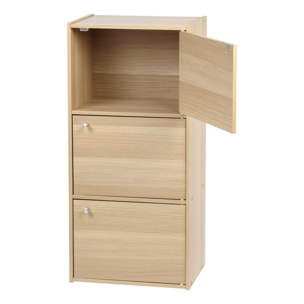 IRIS 35inH 3-Door Storage-Shelf, Light Brown