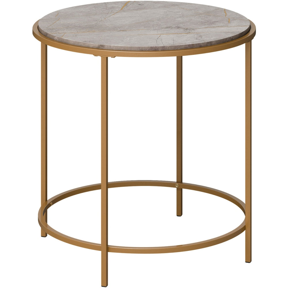 Sauder International Lux Round Side Table, 22-1/4inH x 22inW x 22inD, Taupe Gray Deco Stone/Satin Gold