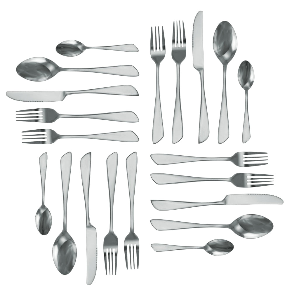 MegaChef Gibbous Stainless-Steel 20-Piece Flatware Utensil Set, Silver