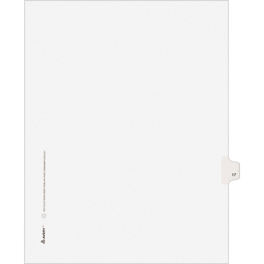 Avery Individual Legal Dividers Avery Style, Letter Size, Side Tab #17, White Dividers/White Tabs