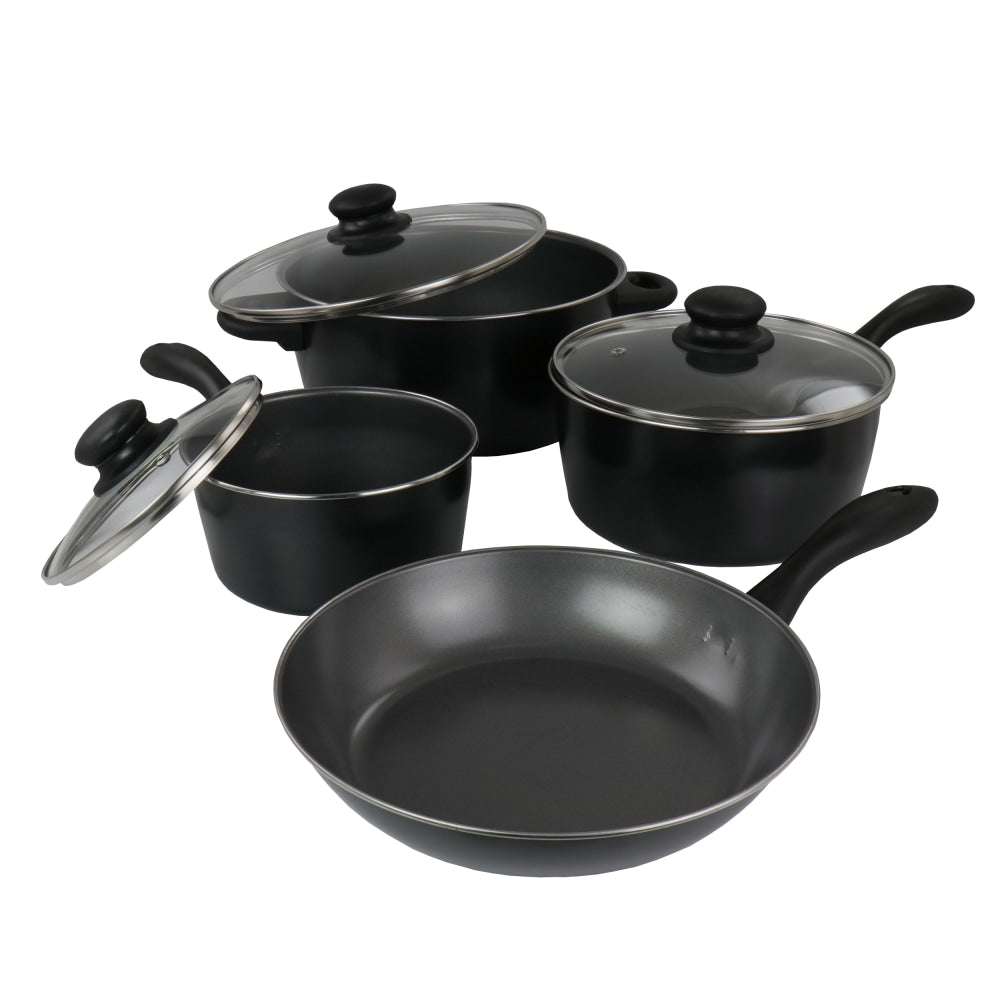 Gibson Home Armada 7-Piece Carbon Steel Non-Stick Cookware Set, Black