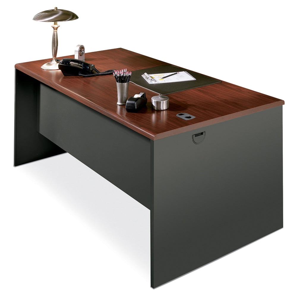 HON 38000 Modular 60inW Computer Desk Shell, Mahogany/Charcoal