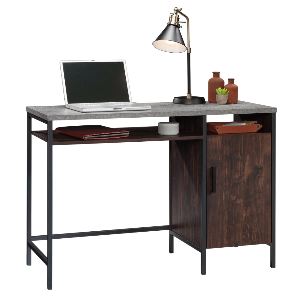 Sauder Market Commons 45inW Single Pedestal Computer Desk With Door, Rich Walnut/Slate Gray