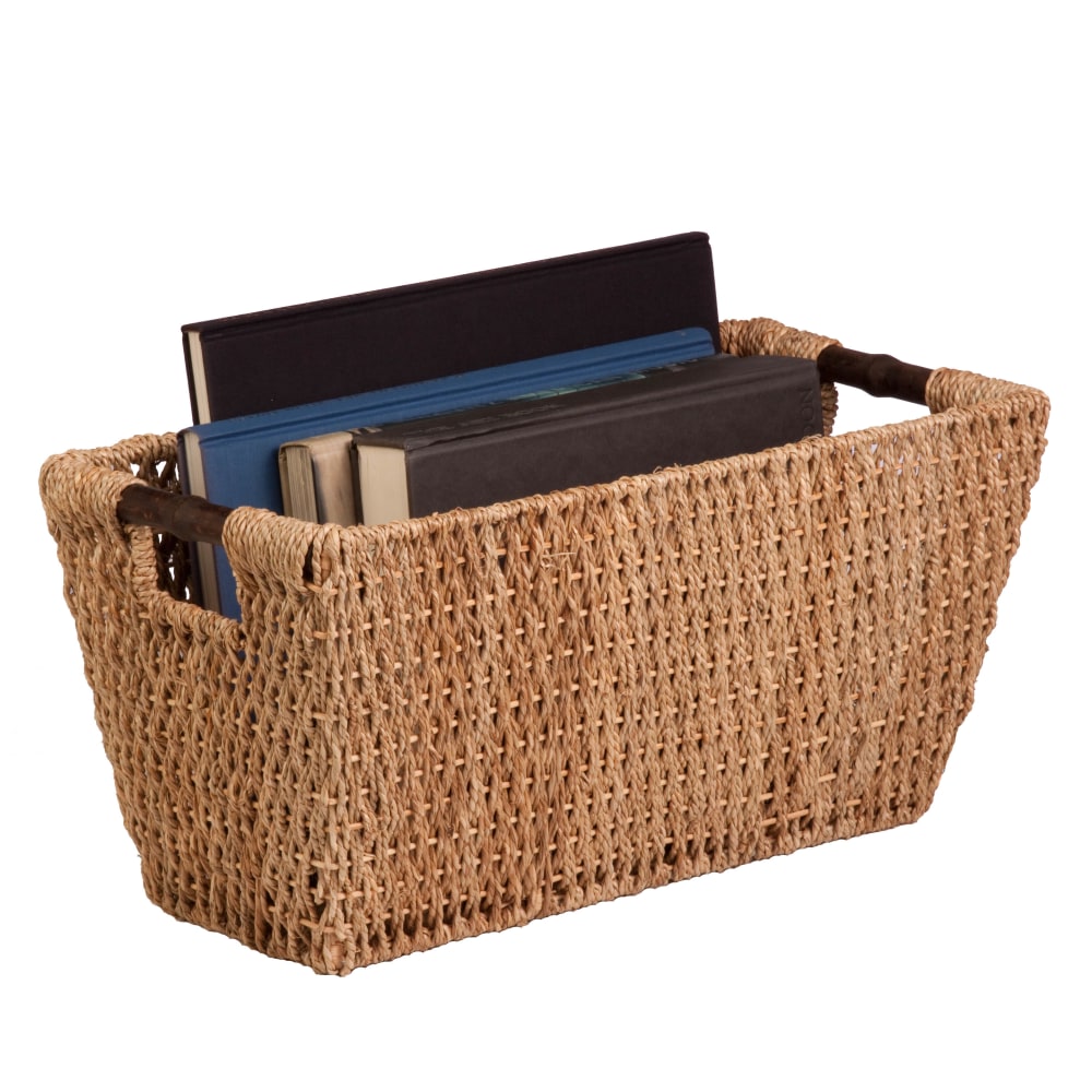 Honey-Can-Do Seagrass Basket With Handles, Medium Size, 10in x 10in x 20-1/4in, Brown/Natural