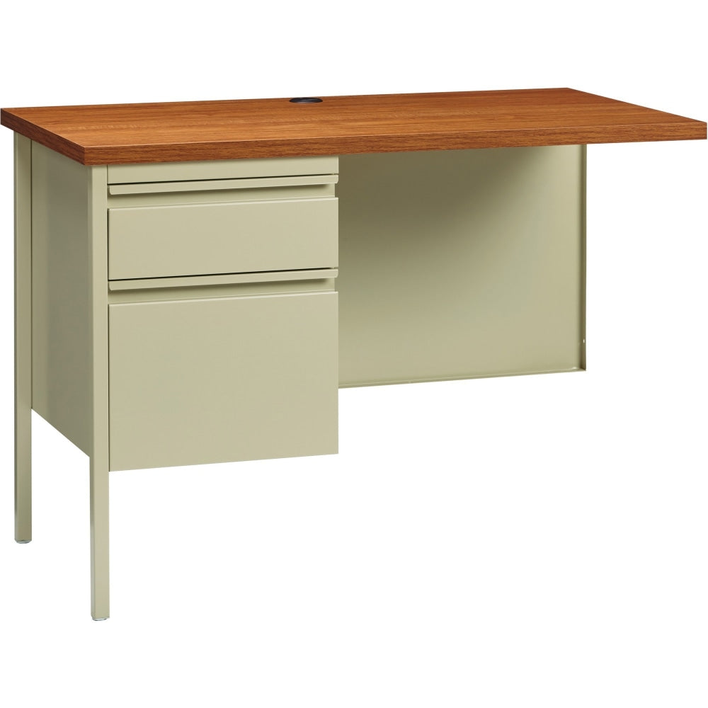 Lorell Fortress Series 42inW Steel Pedestal Return Desk, Left, Putty/Oak