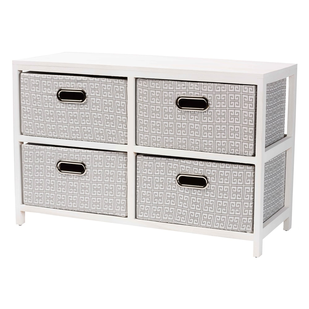 Baxton Studio Camber 29inW 4-Basket Storage Unit, White