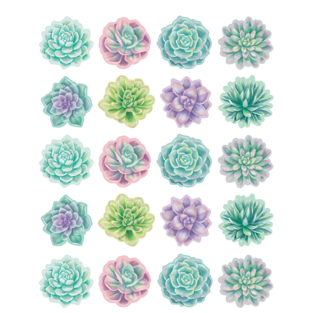 Teacher Created Resources Stickers, Rustic Bloom Succulents, 120 Stickers Per Pack, Set Of 12 Packs