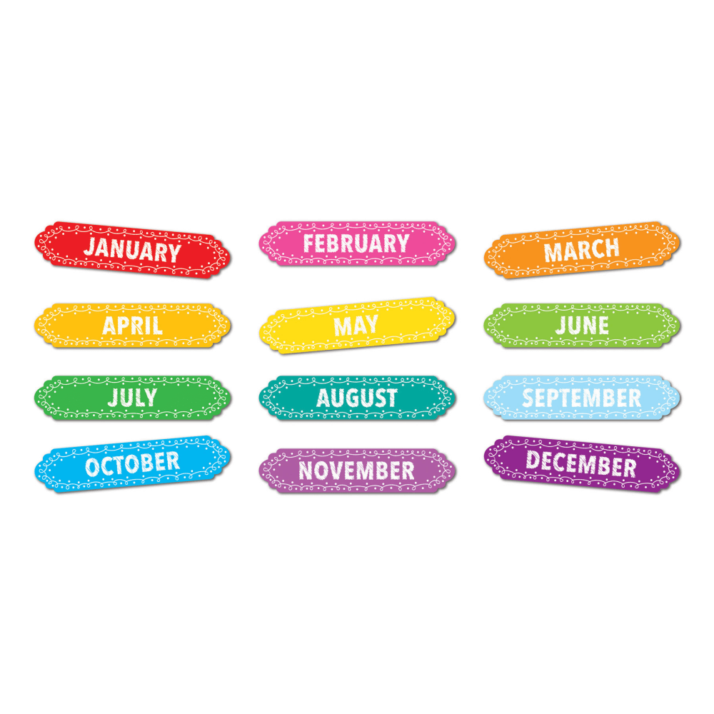 Ashley Productions Magnetic Die-Cut Timesavers & Labels, Months Of The Year, Chalk Loops, 12 Pieces Per Pack, Set Of 3 Packs