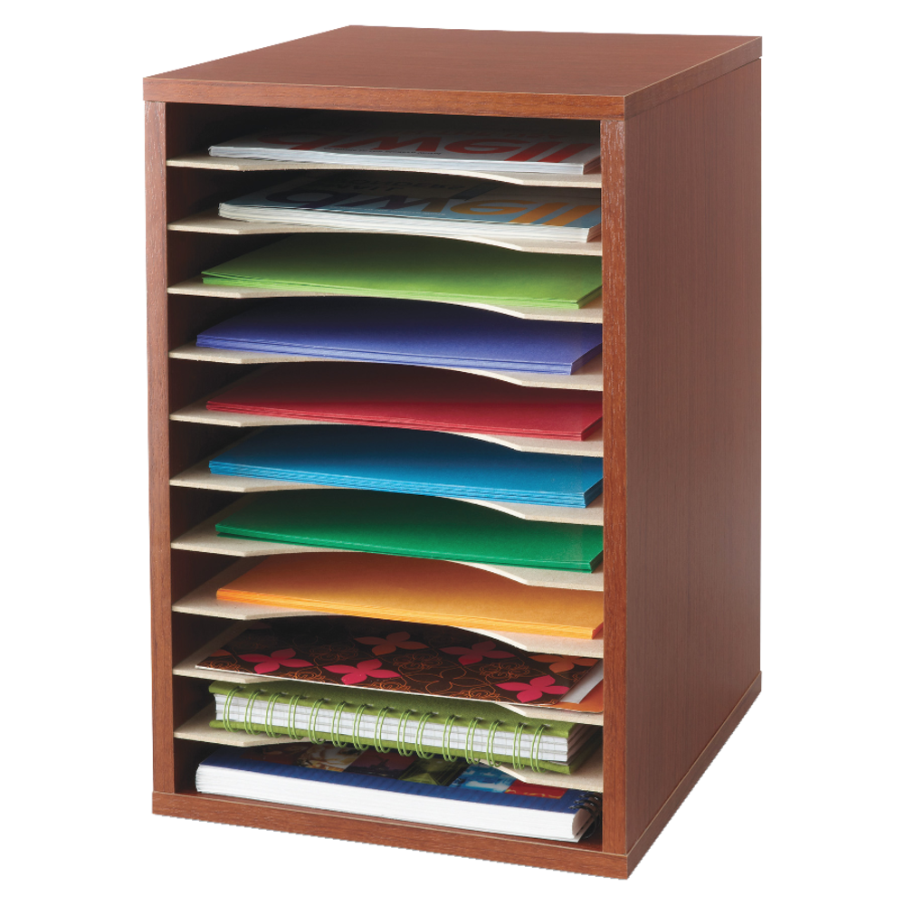 Safco Compact Adjustable Shelf Organizer, 16in x 10 13/16in x 12in, Cherry