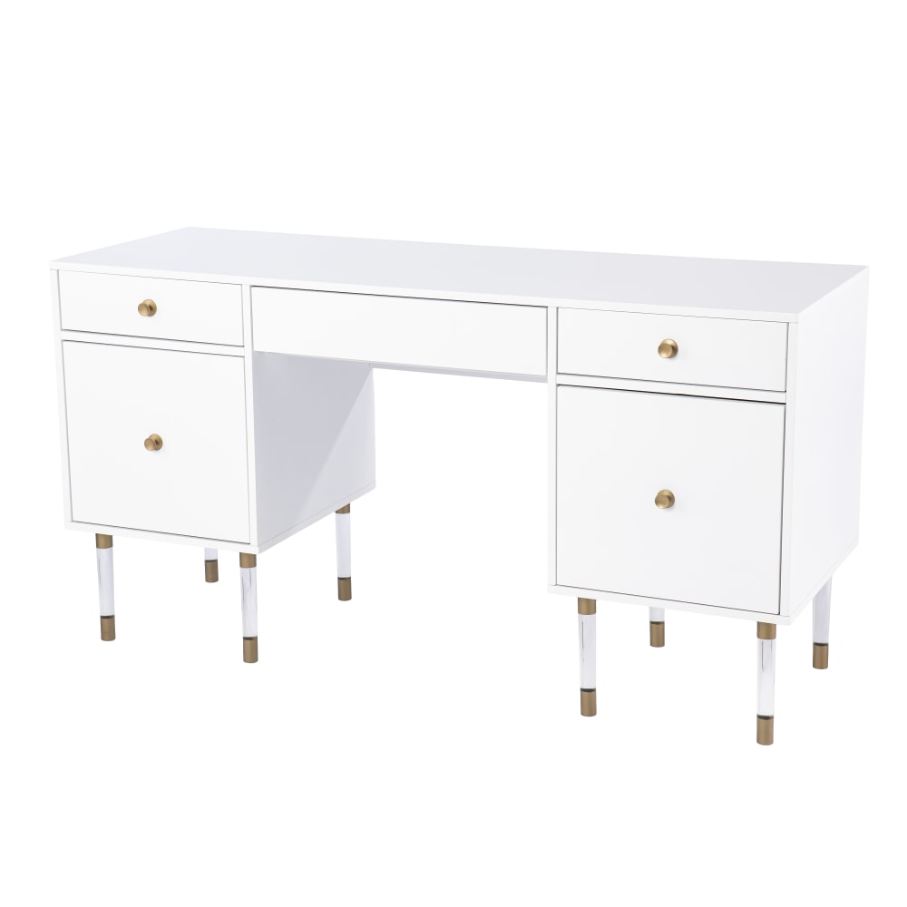 SEI Furniture Helston 55inW Student Desk, White