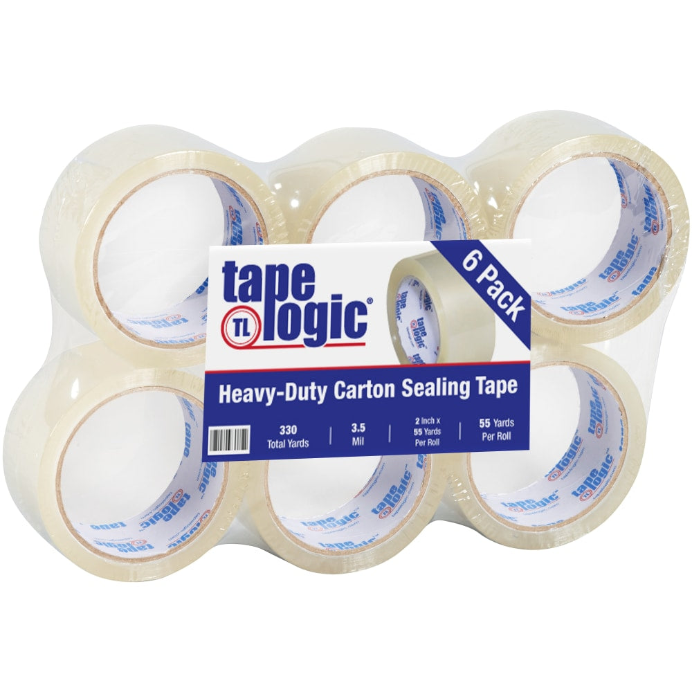 Tape Logic #350 Industrial Acrylic Tape, 3in Core, 2in x 55 Yd., Clear, Case Of 6