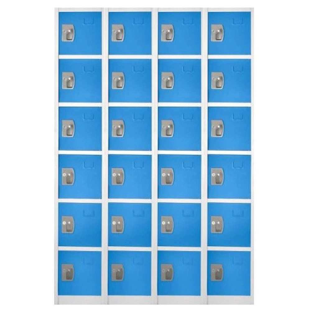 Alpine 6-Tier Steel Lockers, 72inH x 12inW x 12inD, Blue, Pack Of 4 Lockers