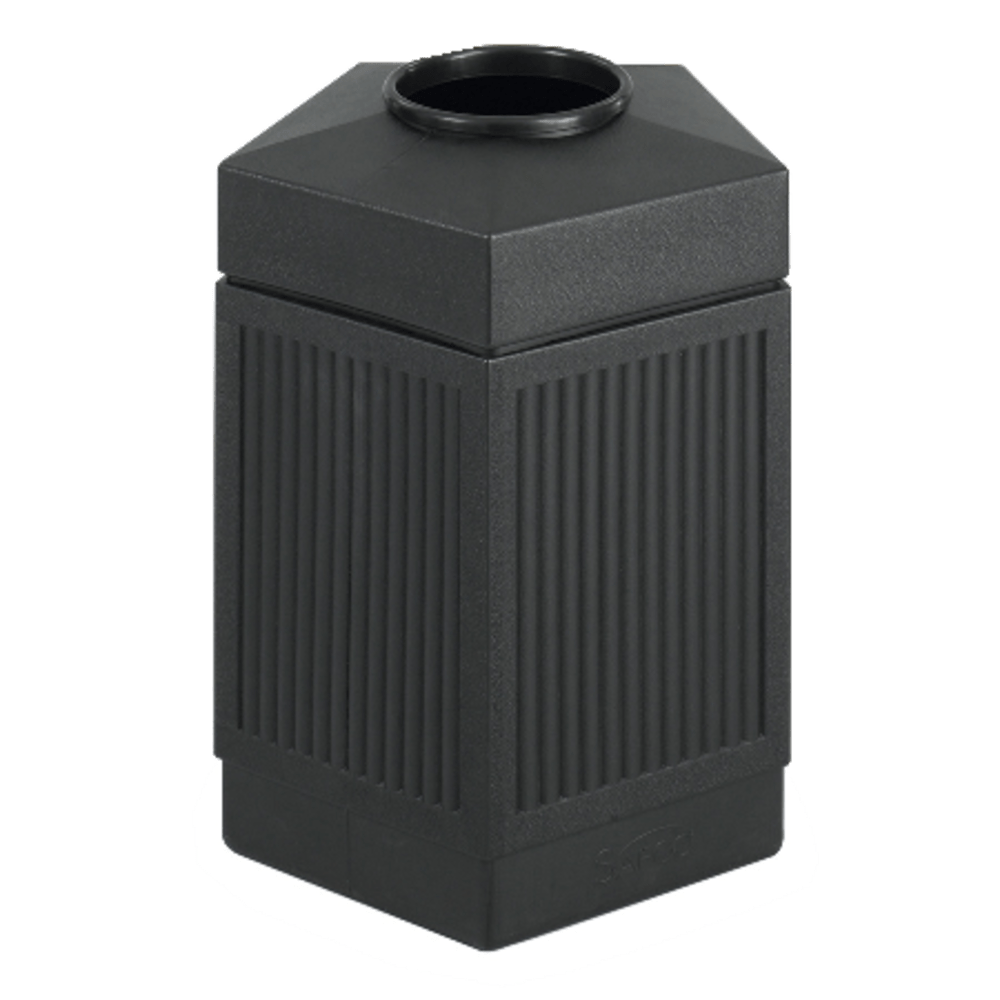 Safco Canmeleon Plastic Indoor/Outdoor Trash Receptacle, 45 Gallons, 31-1/2inH x 24inW x 23inD, Black