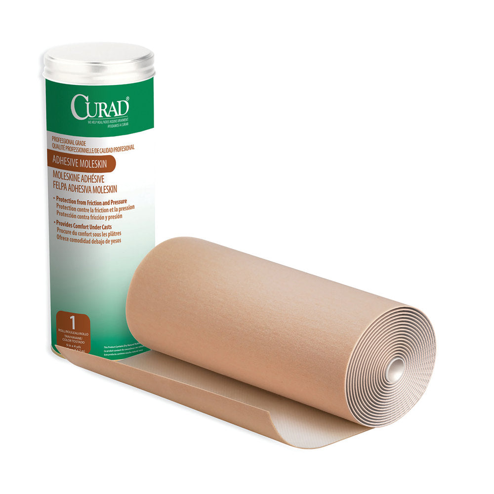 CURAD Moleskin Rolls, 9in x 4 Yd., Tan, Pack Of 12