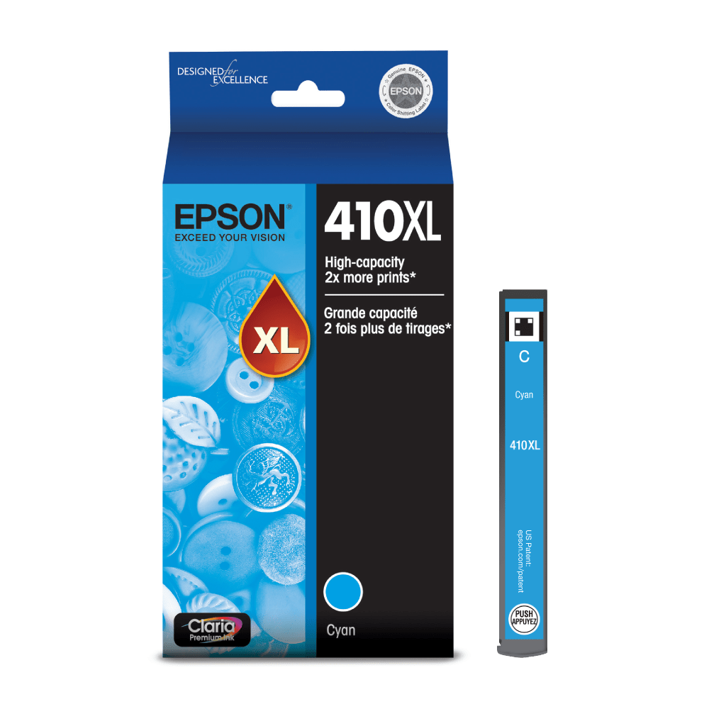 Epson 410XL Claria Premium Cyan High-Yield Ink Cartridge, T410XL220-S