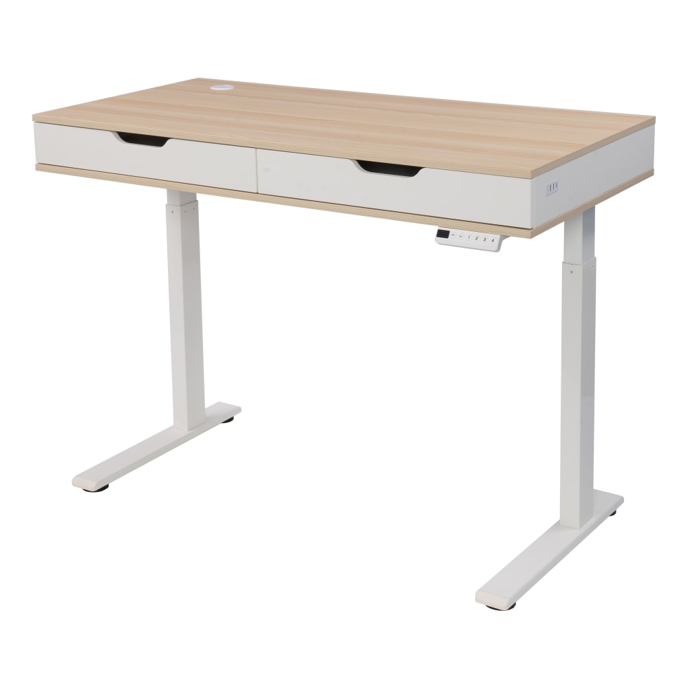 Realspace Smart Electric 48inW Height-Adjustable Standing Desk, White/Natural